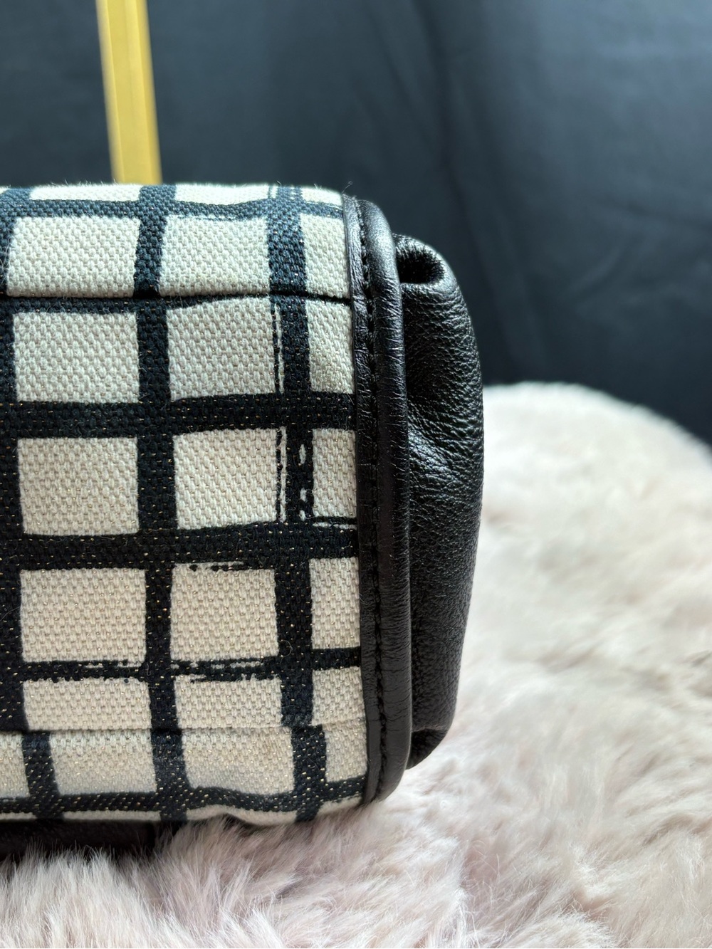 Coach Madison Small Sadie Flap Satchel Crossbody Black White Grid - Picture 9 of 11